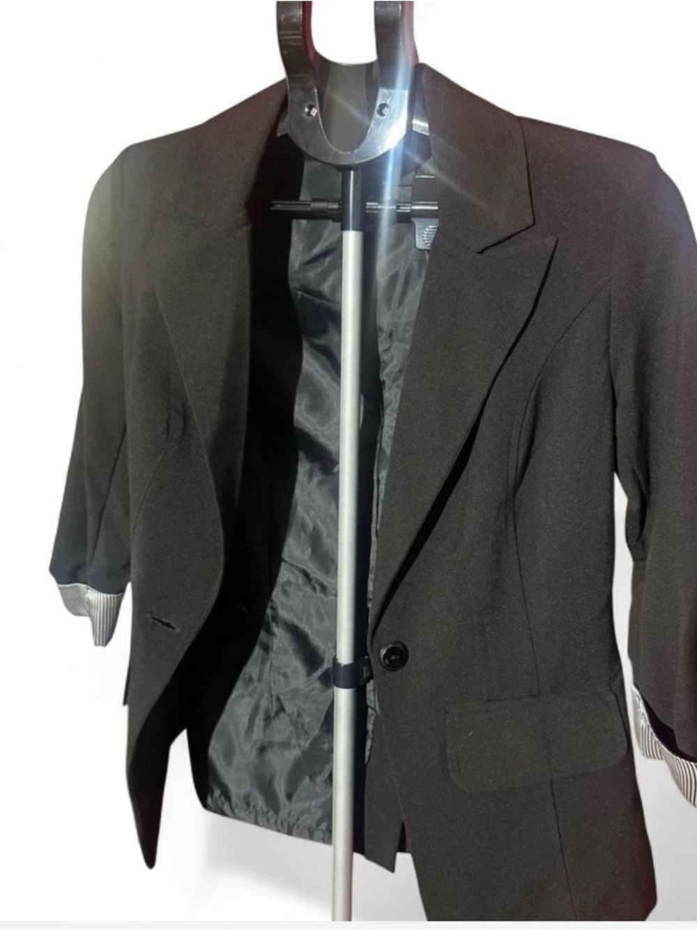Black Tailored Blazer Jacket 3/4 Sleeve Lined Women’s Small